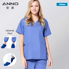 ANNO Blue медицинская одежда для женщин и мужчин Униформа Клиническая Одежда для ухода хирургическое платье летняя Больничная форма доктора