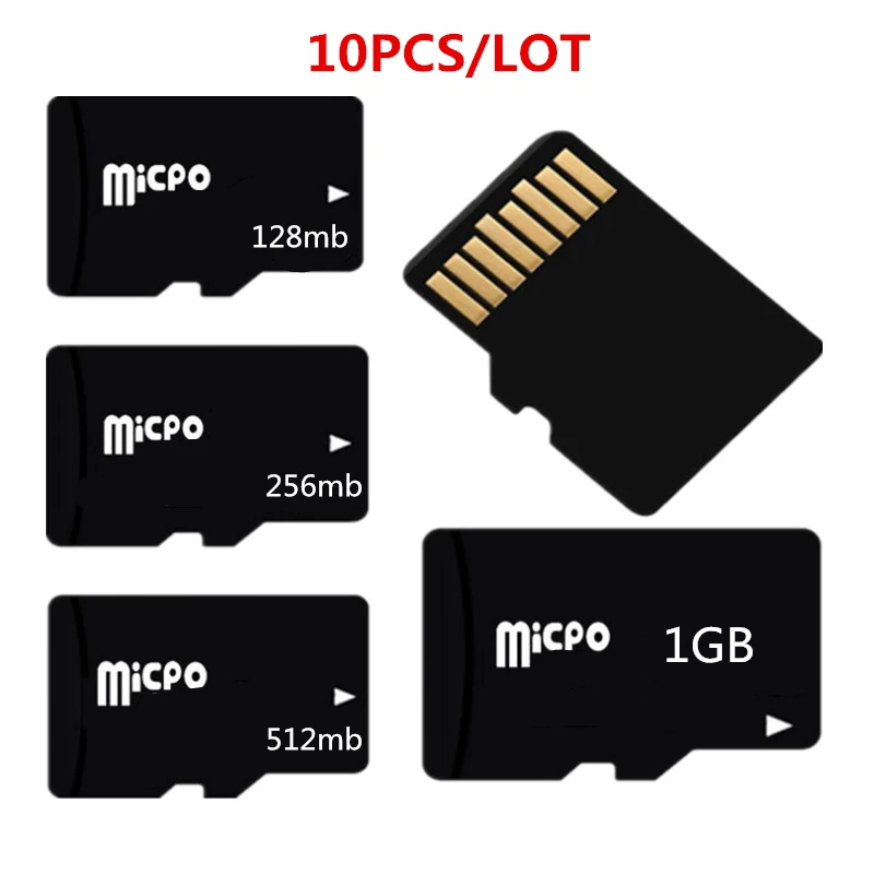 Большая Акция! 10 шт. 64 Мб 128 МБ 256 МБ 512 МБ 1 ГБ TF карта микро-карты памяти Micro TF карта для мобильных телефонов
