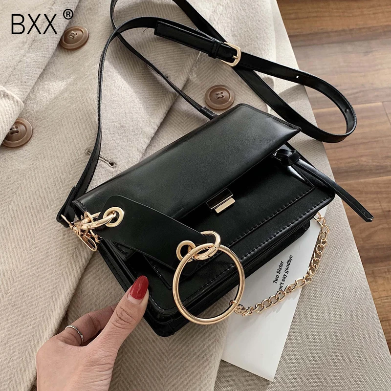 

[BXX] Retro Leather Crossbody Bags For Women 2020 Spring Fashion Shoulder Messenger Bag Lady Chain Handbags and Purses HK189