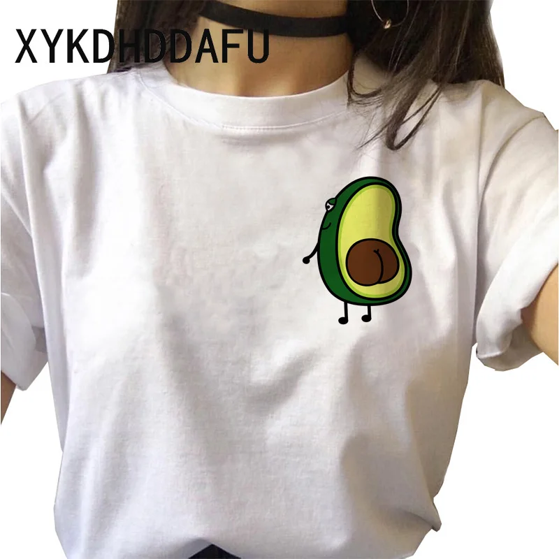 Женская футболка с авокадо 2020 Harajuku Ulzzang Kawaii Смешные повседневные топы Футболка