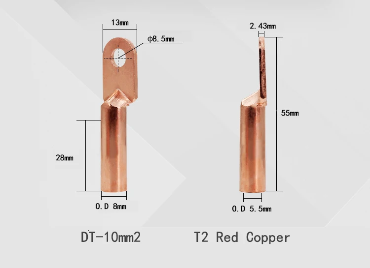 20 шт. медные трубки голые клеммы DT-10 наконечник батарея кабель стартера Сварка обжимные клеммные кольца 10mm2