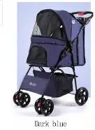 Dark blue Четыре колеса Оксфорд коляска для домашних животных, для кошек, собак и многого другого, складная переноска прогулочная тележка с дождевиком 15 кг подшипник 6 цветов - Цвет: Dark blue