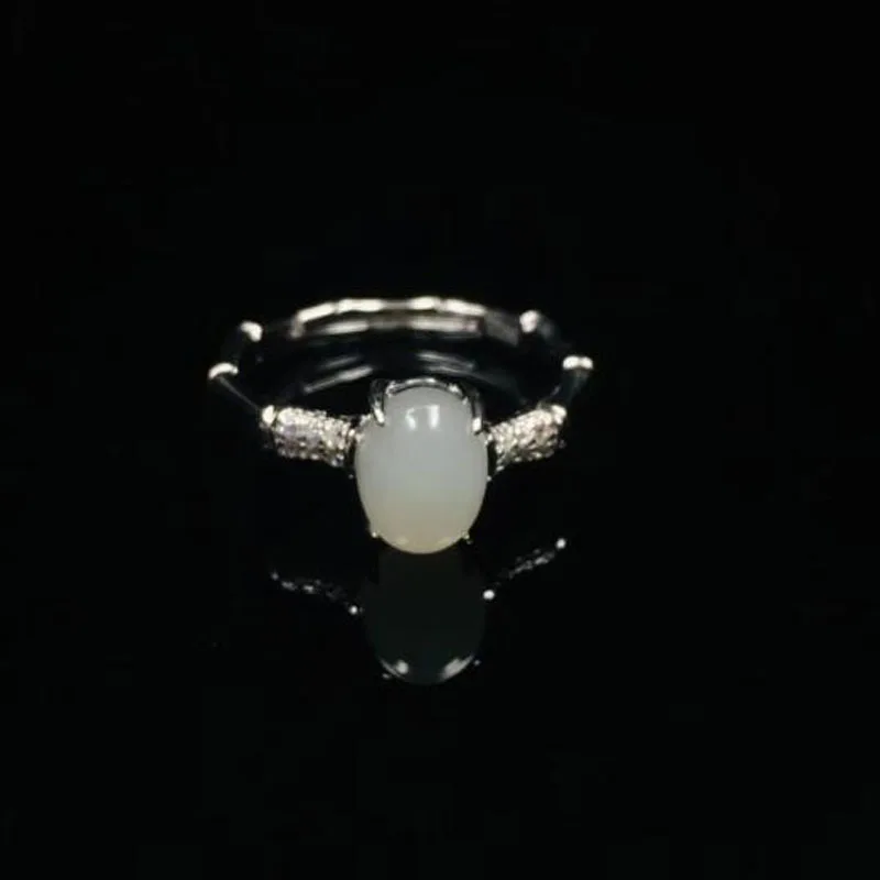 Оригинальный дизайн (Hetian) нефрита белого и овальная инкрустированное Цирконом