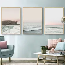 Современная картина с изображением океана розовая галерея волн