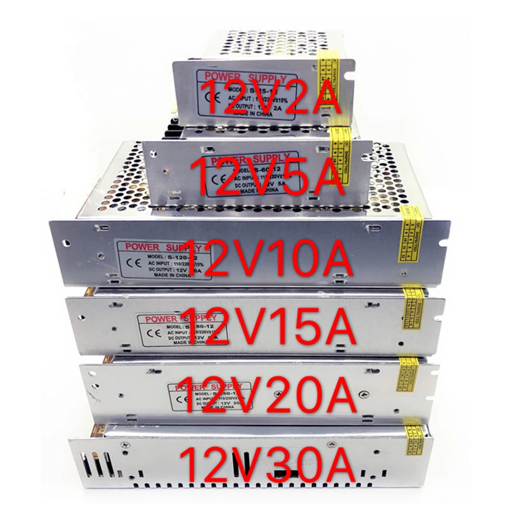 Полоса светильник драйвер адаптер переменного тока 110 V-220 V DC/DC 12V 2A 5A 10A 15A 20A 30A переключатель Питание Драйвер адаптер для Светодиодные ленты светильник