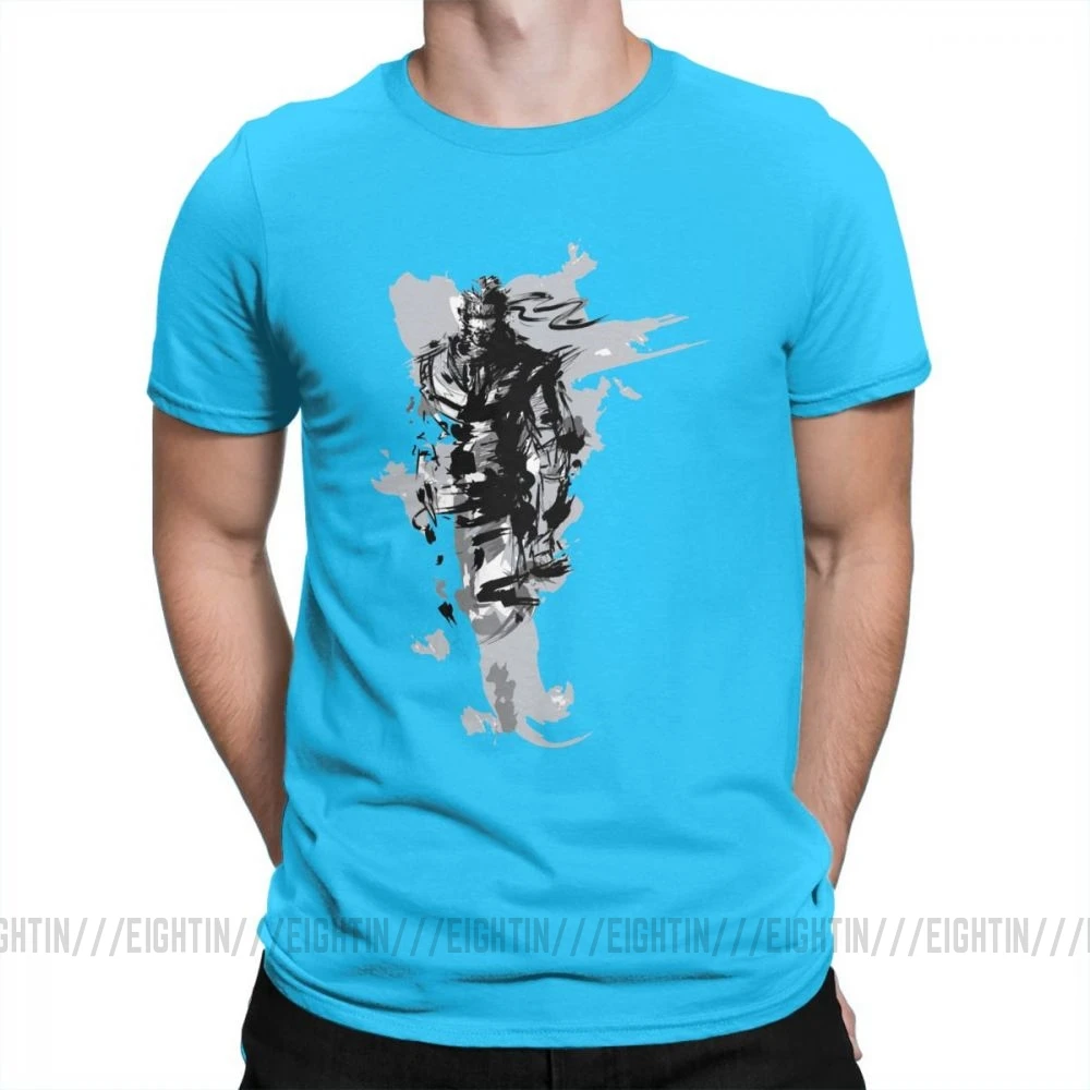 Мужская футболка с металлическим зубчатым принтом «Змея 2»; Новинка; одежда с круглым вырезом и короткими рукавами; футболки из хлопка; серые футболки - Цвет: Medium Blue