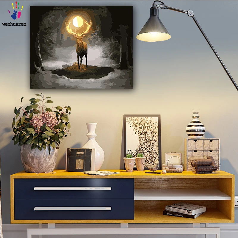 DIY картинки для раскраски по номерам с цветами Следуйте ярким животным Рисование по номерам в рамке дома