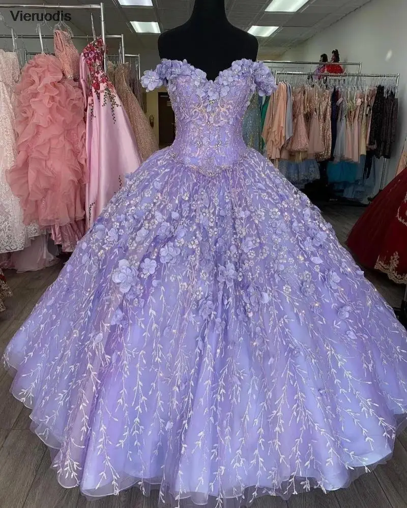 Mexican Vestido De 15 Anos Lilac Charro Quinceanera Dresses with Cloak Lace Applqiued Corset Sweet 16 Dress Abiti Da Cerimonia