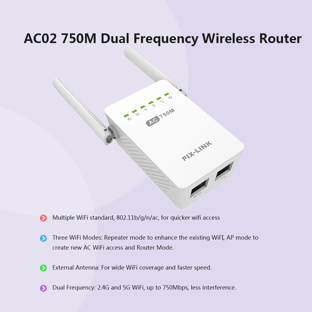 AC02 двухдиапазонный 2 4 ГГц/5 ГГц 750 Мбит/с Wifi ретранслятор удлинитель беспроводной