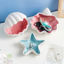 Ceramic Shell Storage Mediterranean Style Desktop Key Sundries Storage Modern Home Decor Living Room Bedroom Desktop Decor Gift