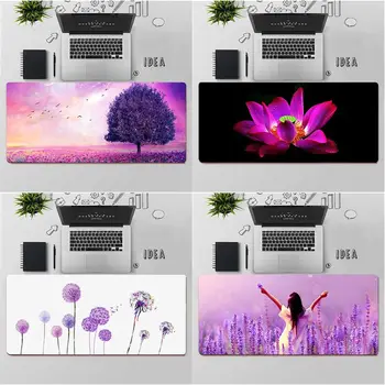 

FHNBLJ Purple Watercolor flower Dandelion Lotus Lavender Natural Rubber Gaming mousepad Desk Mat Rubber Computer Gaming mousepad