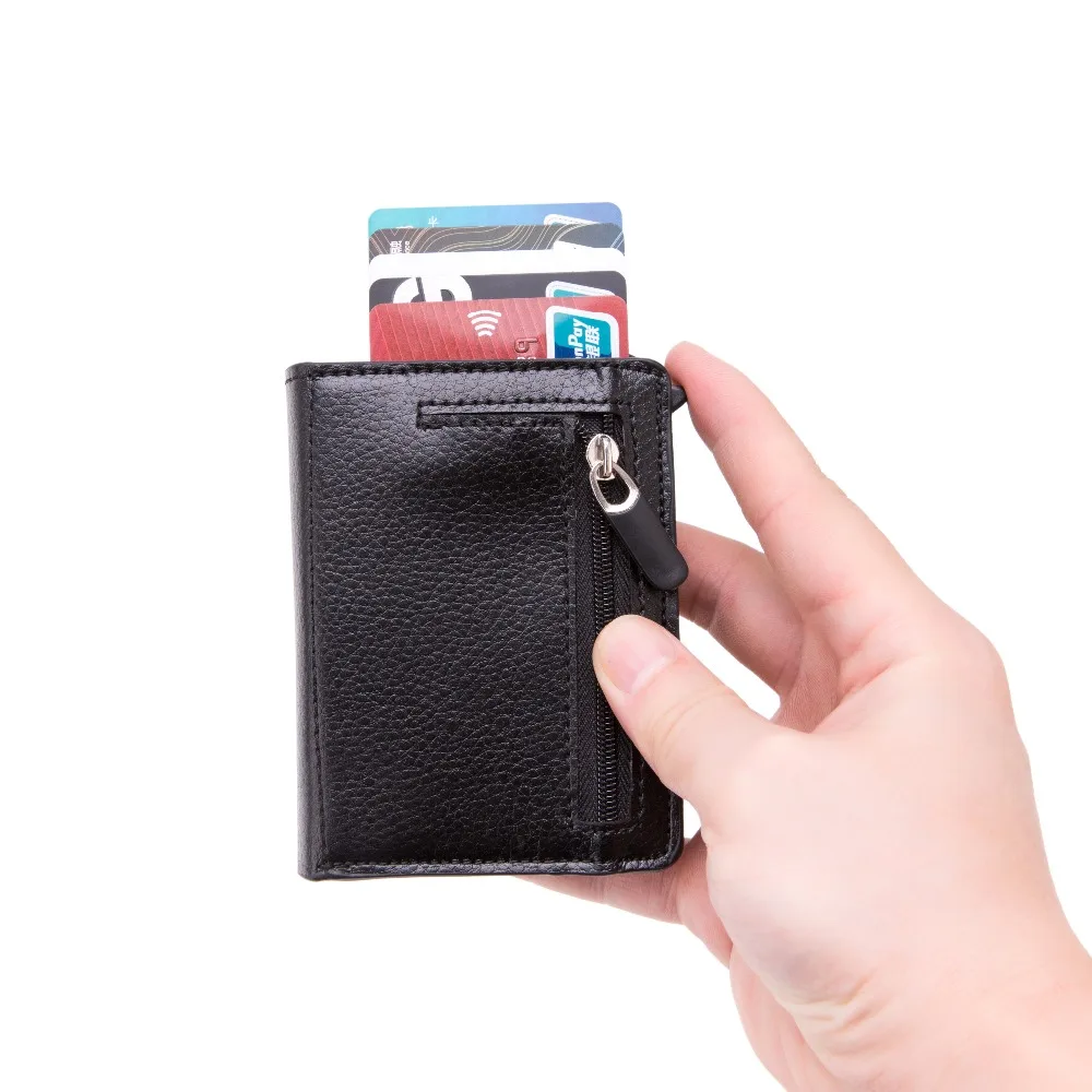 BISI GORO RFID кошелек металлический бизнес блокирующий держатель для карт алюминиевый Высококачественный мягкий кожаный тонкий чехол для карт кошелек для путешествий