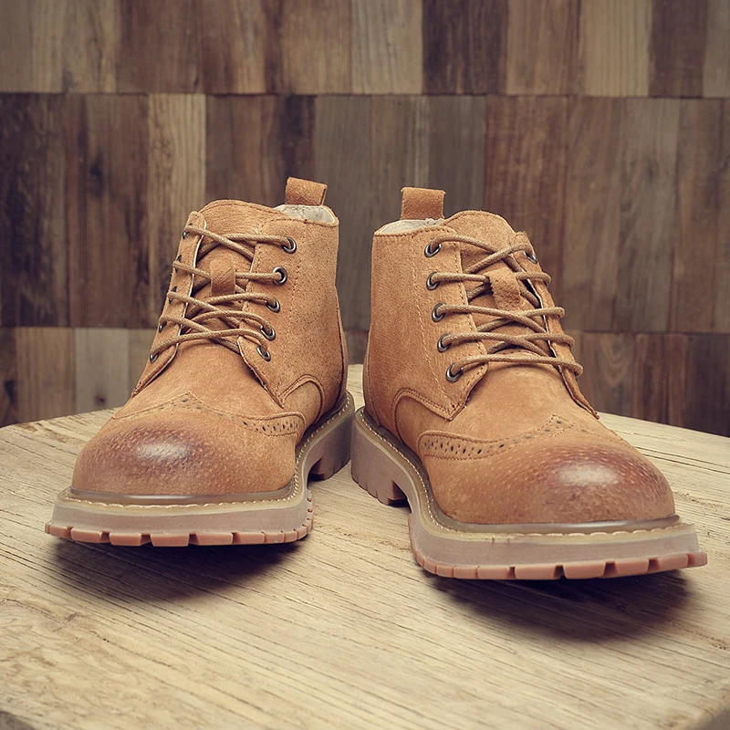 

2020 Riding Equestrian Genuine Leather Men Boots Ankle Round Toe Solid Lace Up Boots Sewing Spring Autumn Outdoor Shoes