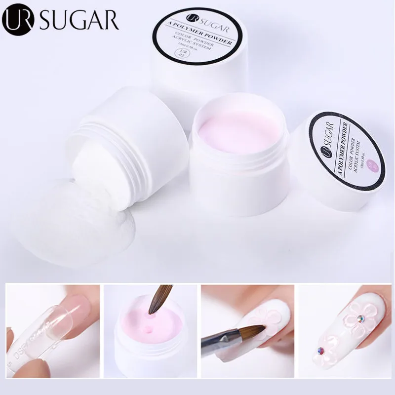 UR SUGAR 15ml Acrylic Powder Clear Pink White Carving Crystal Polymer 3D Nail Art UV Gel Tips Builder | Красота и здоровье