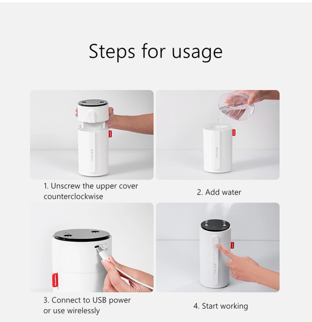 800ml Wireless Aromatherapy Diffuser Humidifier 2000mAh Battery Rechargeable Essential Oil Diffuser Air Humidifier For Home Car