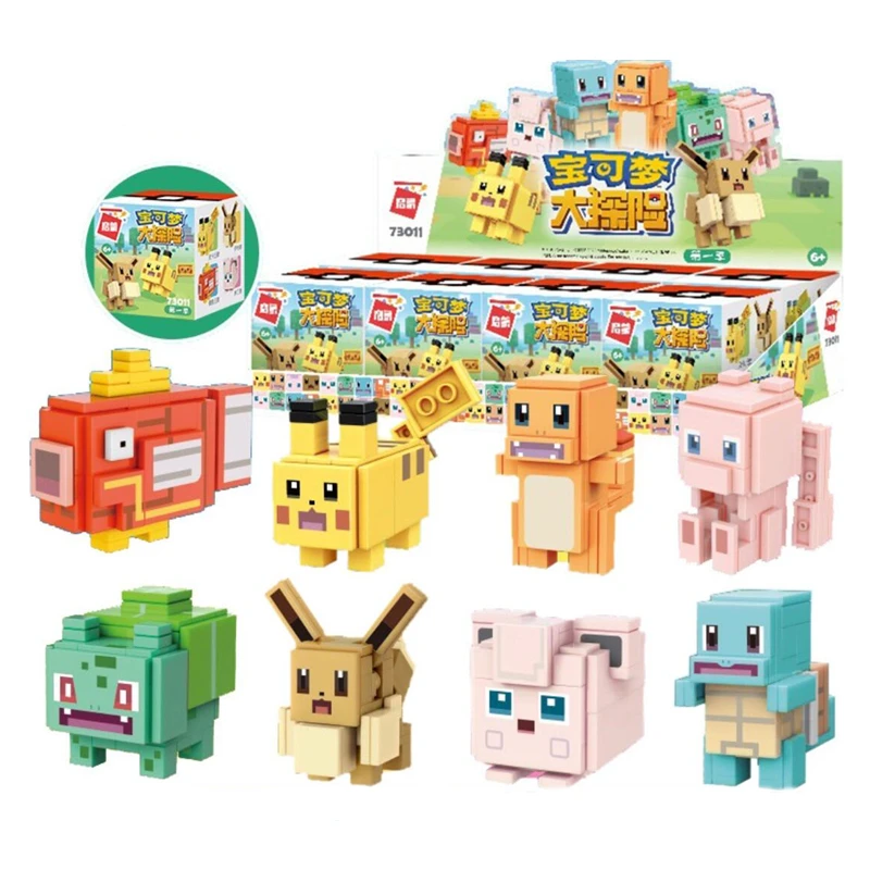  퀘스트 8 스타일 빌딩 블록 세트  Mewtwo Jigglypuff Charmander  Squirtle Bulbasaur 애니메이션 장난감 피규어 선물