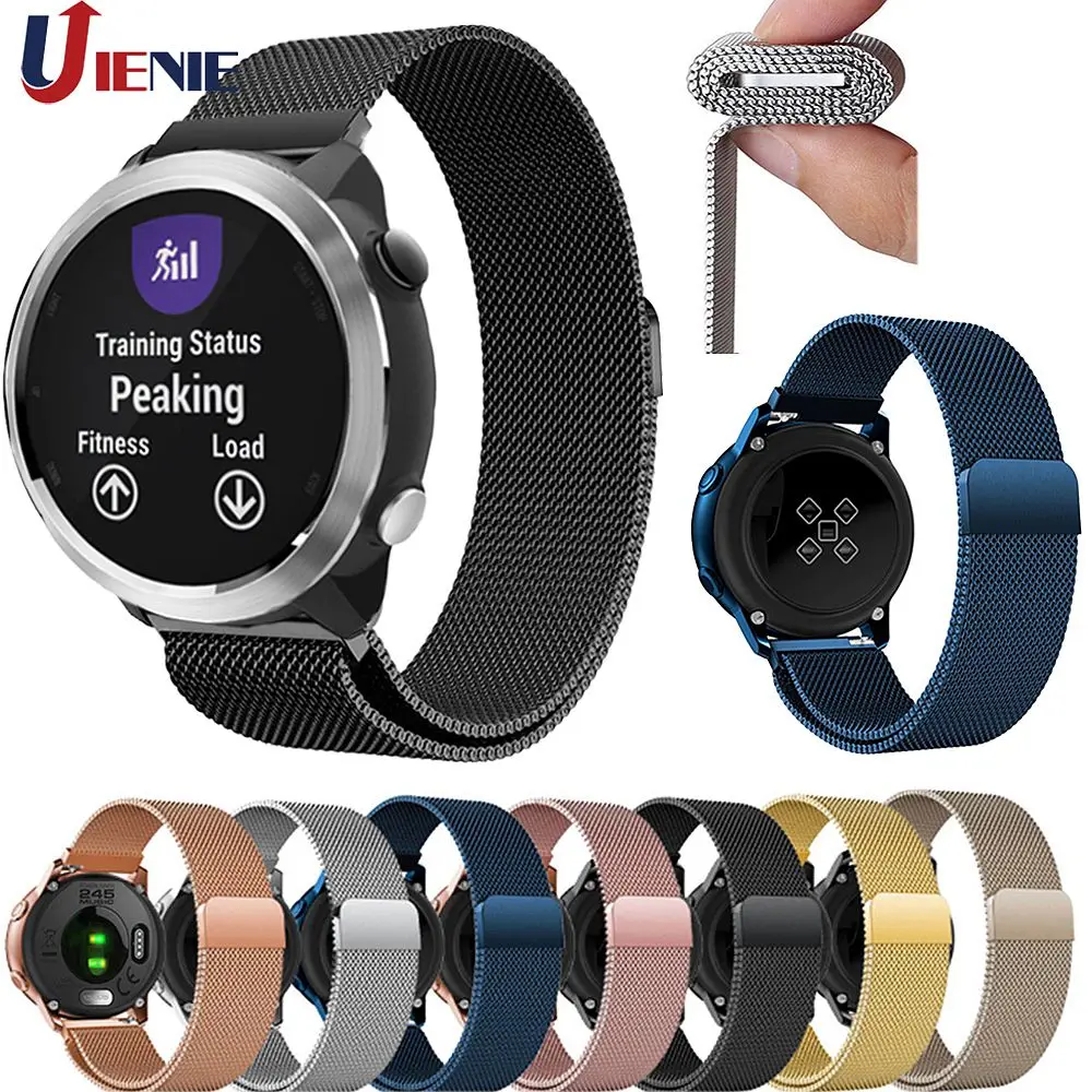 20 мм Миланский ремешок для часов Garmin Forerunner 645 Vivoactive 3 Музыка/Vivomove HR Смарт часы браслет Correa