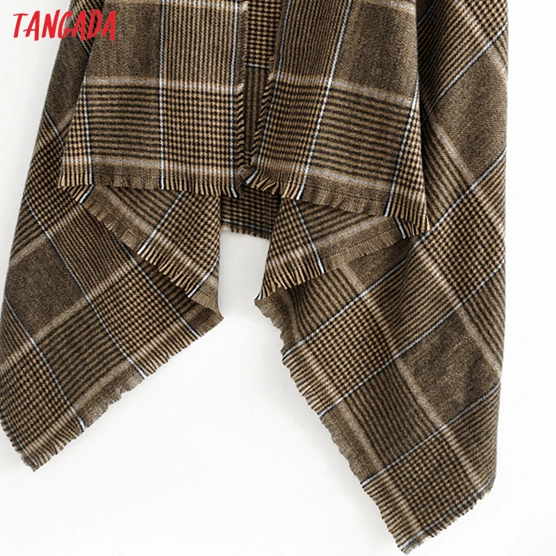 Tangada женский модный винтажный клетчатый серый шарф Новое поступление Зимний толстый длинный шарф для женщин XYY02