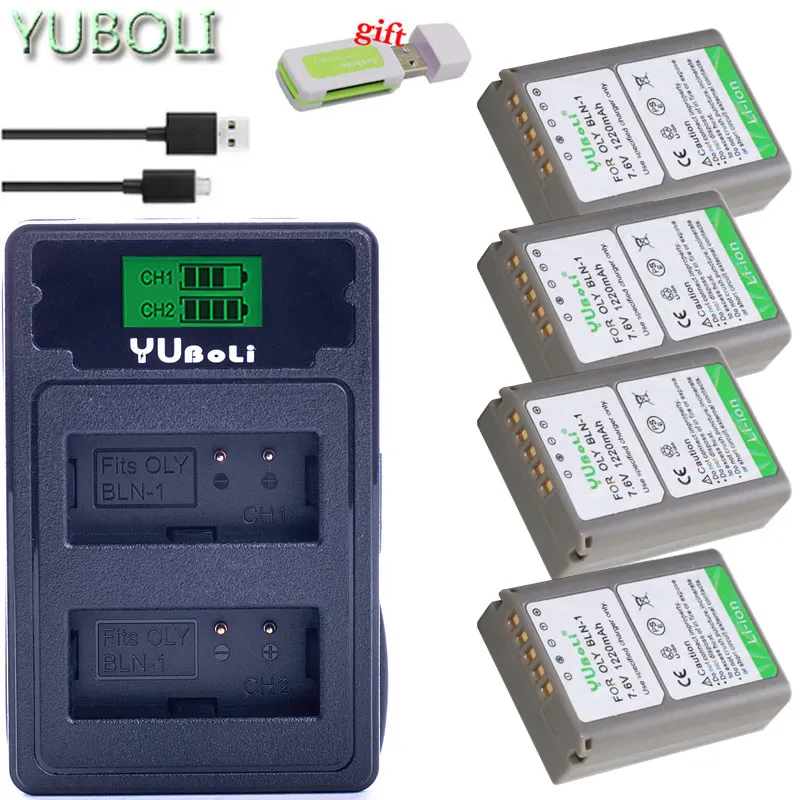 charger and 4battery Горячая Распродажа 1220 мА/ч, PS BLN-1 BLN1 PSBLN1 PS-BLN1 Li-Ion Батарея+ ЖК-дисплей двойной Зарядное устройство для цифровой камеры Olympus E-M5 OM-D E-M1 E-P5 Камера L10 - Цвет: charger and 4battery