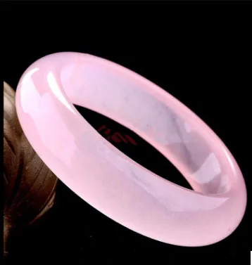 55-66 мм внутренний диаметр высокого качества натуральный браслет с нефритом драгоценный камень нефрит браслет ювелирные изделия для женщин Подарки - Цвет камня: Розовый