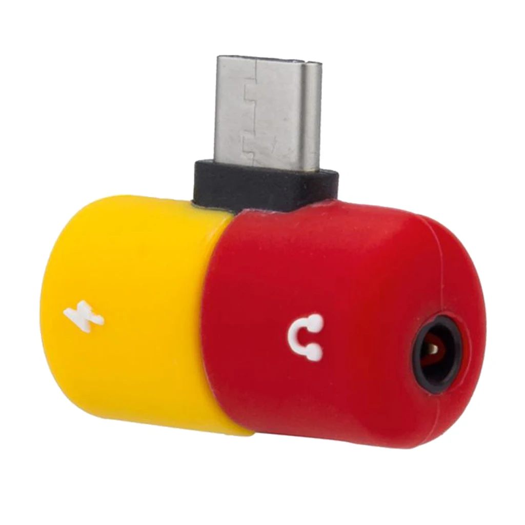 3 Pieces Capsule 2 In 1 USB C Headphone Audio & Charger Adapter Splitter