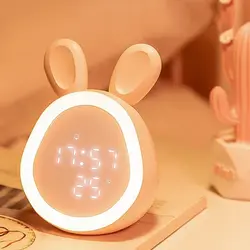 Bluetooth Alarm Clock Led Night Light Voice Control with Temperature Display Bedside Lamp Decor Easter Suppies