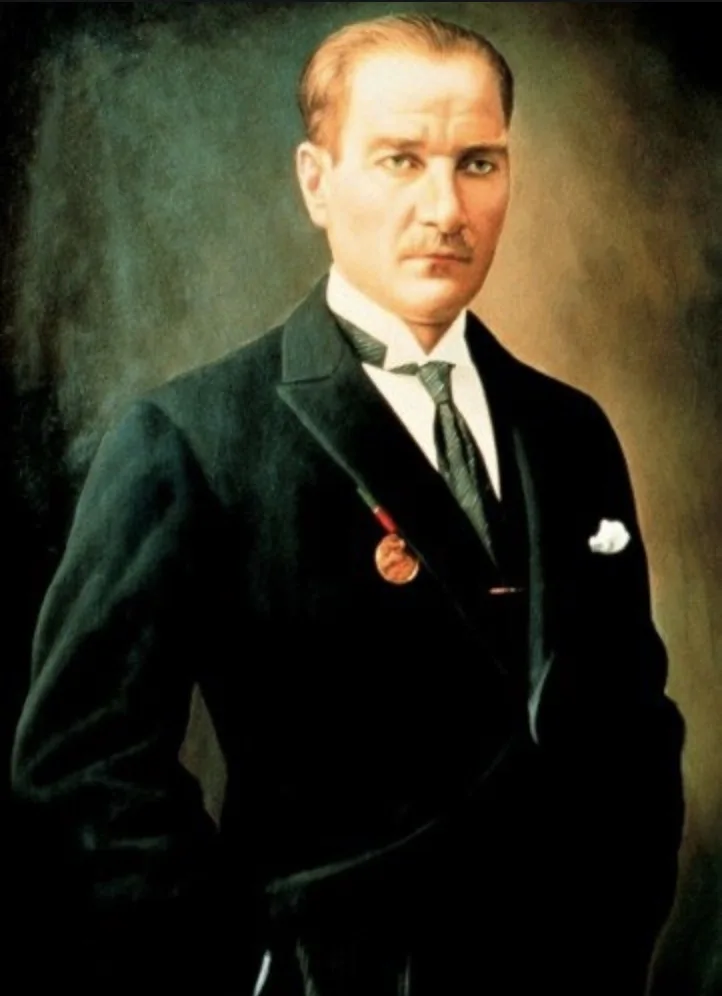 Стандартный портрет Mustafa kemale Ataturk турецкий лидер декоративный постер настенный холст стикер декор домашнего бара подарок - Цвет: Красный