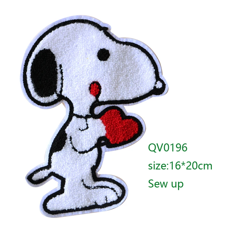 Прозрачный Cute cartoon bear, cat, snoopy icon Embroidered Iron on Patches for Clothing DIY Stripes Clothes Patchwork Stickers Custom Badge - Цвет: Прозрачный
