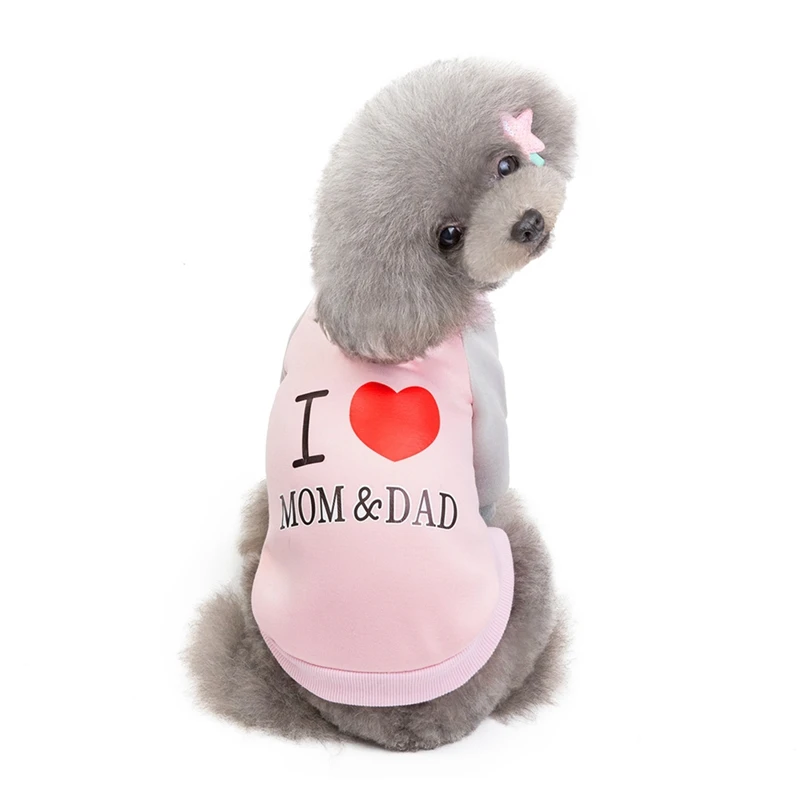 Милая Одежда для собак с 2 леггинсами, топы с длинными рукавами I Love Mommy And Daddy, осенне-зимняя одежда для маленьких средних собак