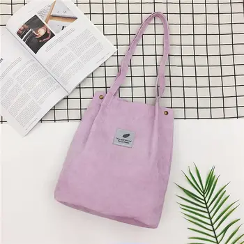 

Dihope Shoulder Bags Women's Handbags Student Corduroy Tote Casual Solid Color Shoulder Bag Reusable Women Shopping Beach Bag