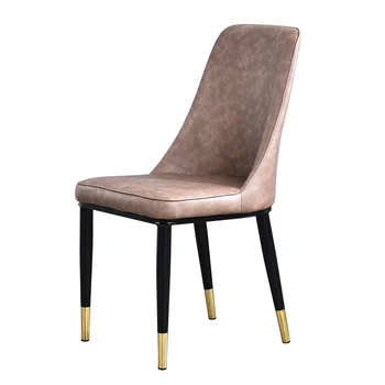 

Home dining chair simple modern imitation wood wrought iron desk coffee chair hotel restaurant soft bag to talk back chair