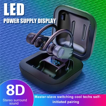 

TWS B1 Bluetooth 5.0 Earphone Sports Waterproof LED Display True Wireless Headphones Ear Hook Stereo Headset With Charge Case
