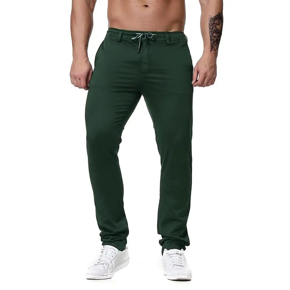 D Обычные брюки Для мужчин Повседневное Брюки Чинос джоггеры Slim Fit человек Чино Штаны с эластичными манжетами Костюмы летние однотонные Штаны - Цвет: D