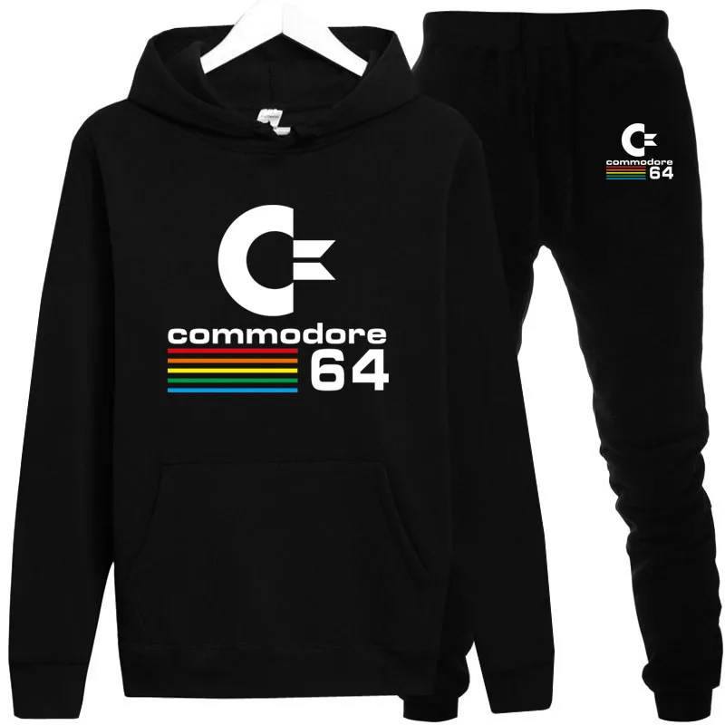 

new set two piece fashion Commodore 64 hoodies mens track / field sweatshirt autumn men brand clothing Hoodies + Pants sets 2019