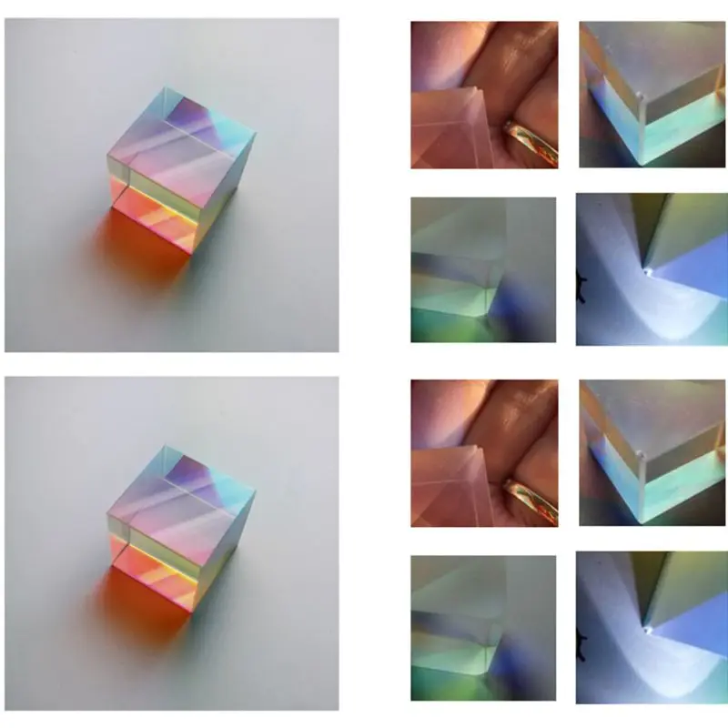 Красочный комбинированный сплиттер крест дихроический куб RGB Призма Оптическое стекло треугольная призма для обучения светильник физика спектра 20 мм