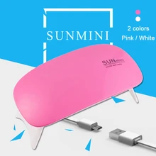 6 w secador do prego conduziu a lâmpada uv micro cabo usb gel verniz máquina de cura ferramentas da arte do prego 6 contas led lâmpadas do prego para o escritório em casa to002(China)