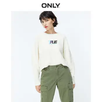 

ONLY Winter Women's Loose Fit Piled Letter Print Knit Sweater | 119413554