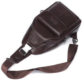 

High Quality Cowhide Men's Sling Bag Vintage Chest Bags Genuine leather Men's shoulder Messenger Cross Body Bags Casual Sports