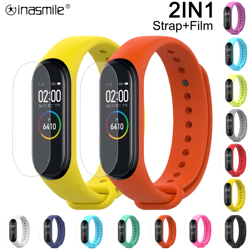 Силиконовый ремешок для Xiaomi Mi Band 3 4 спортивный браслет xiaomi mi band 2 Защитная пленка