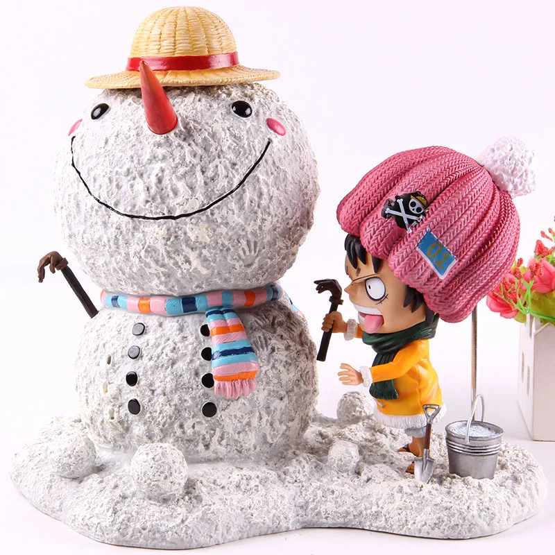 

Anime One Piece Figure Luffy DIY Snowman One Piece Luffy Action Figure PVC Christmas Gift Collectible Model Toy