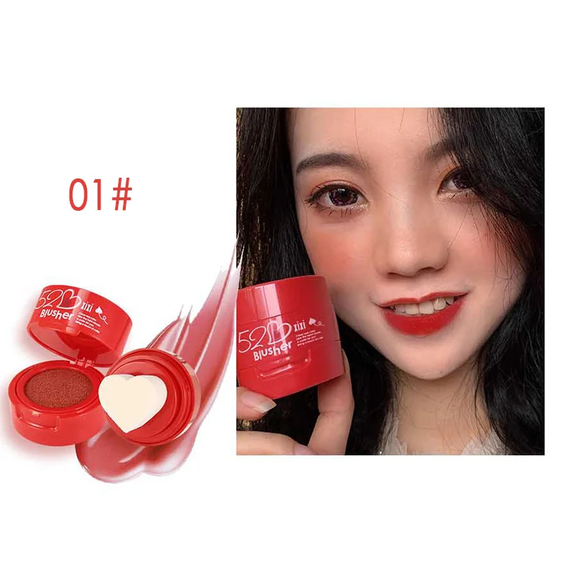 01 Makeup Blusher Palette Orange Peach Color Waterproof Air Cushion Blush Cream - Цвет: 01