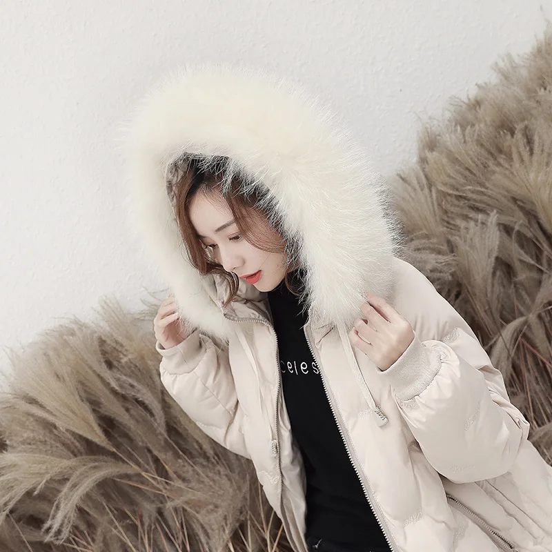 

Cool Long-sleeve Zipper Cotton-padded Clothes Hooded Mid-length 2018 Winter Fashion Comfortable Simple