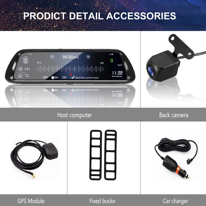 Android 8,1 Автомобильный видеорегистратор gps камера-навигатор 10 дюймов FHD 1080P поток медиа зеркало заднего вида 4G gps зеркало видеорегистратор