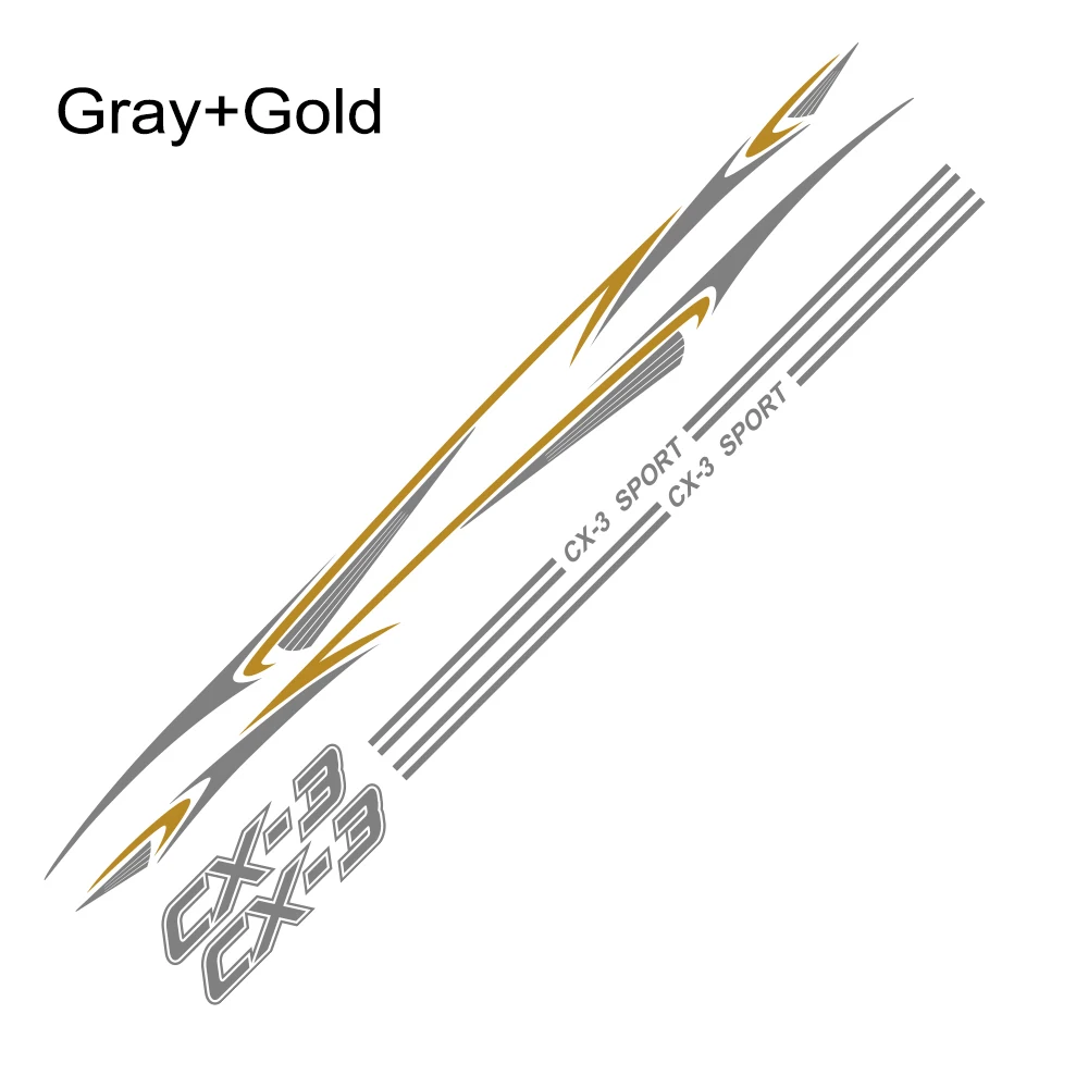 Gray Gold 1 комплект автомобиля светоотражающие виниловые наклейки Авто двери боковой юбки наклейки для Mazda CX-3 Авто кузова Декор водонепроницаемые наклейки аксессуары для автомобиля - Название цвета: Gray Gold