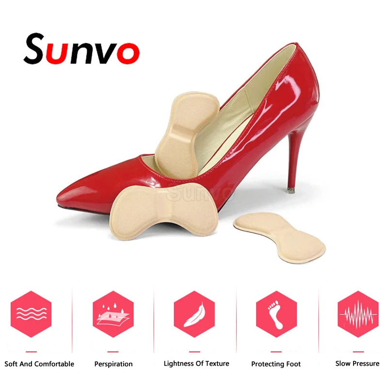 

Sunvo 4 Pairs Anti-wear Feet Soft Breathable Insole Shoes Women High Heels Pad Sticker Pain Relief Heel Liner Crash Shoe Cushion