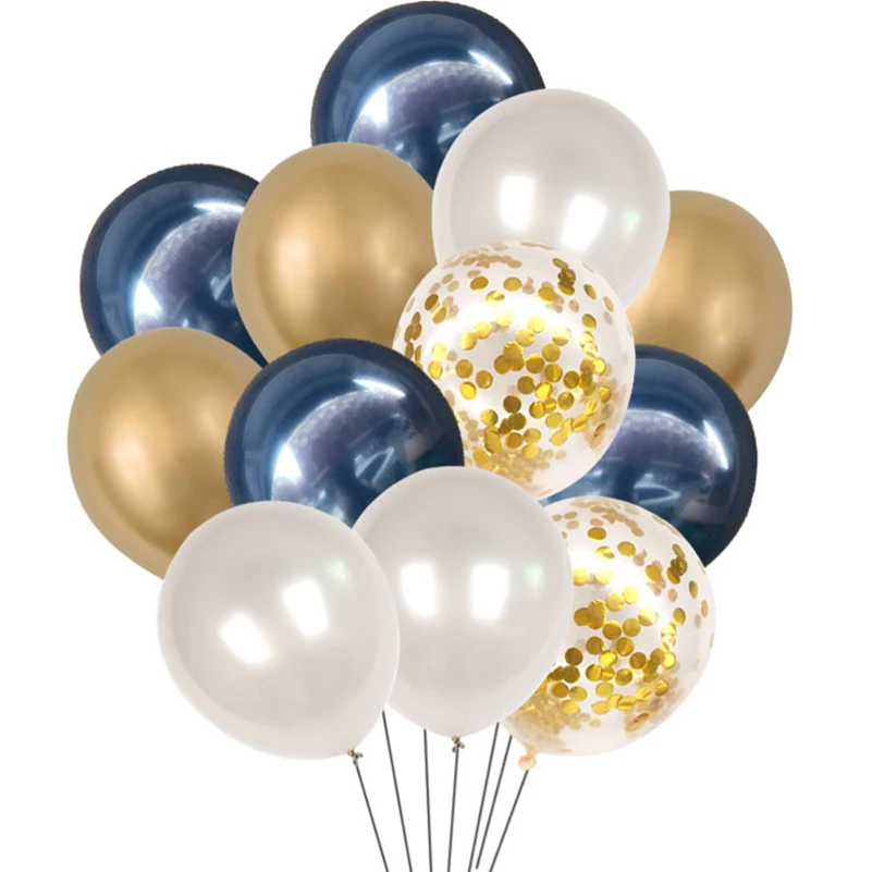 

Topbeautybar 12 inch Metallic Balloon Gold White Navy Blue Sequins Balloons Wedding Birthday Party Ballon Decor