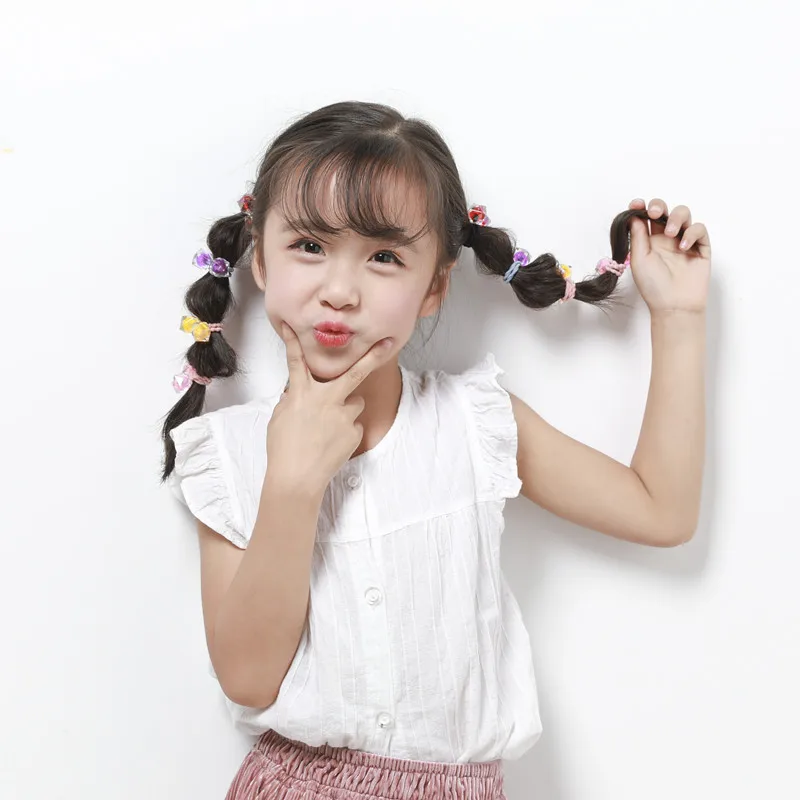 10 teile/los Baby Süße Haar Zubehör Candy Farbe Kinder Elastische Haar Krawatten Seil Pferdeschwanz Ball Haarbänder Mädchen Haar Bands Großhandel – Detail 2