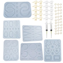 6 PCS Resin Earring Molds,Retro Drop Dangle Style Resin Jewelry Silicone Molds Including Earring Hooks,Jump Rings
