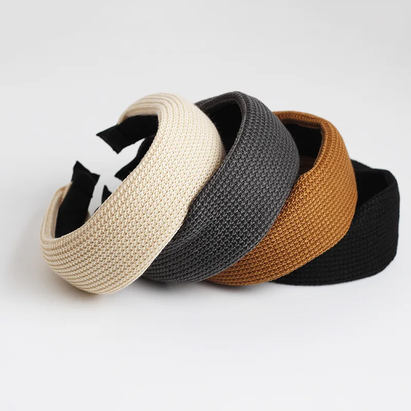 

Fashion Women Winter Knitting Wool Plain Wide Hairbands Solid Elegant Headwraps Simple Warm Hair Hoops Vintage Hair Accessories