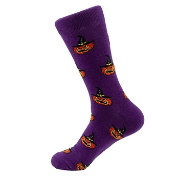 

2 Pairs Ladies Halloween Long Crew Socks Warm Womens Printed Pumkin Light Socks for Winter Fall FO Sale